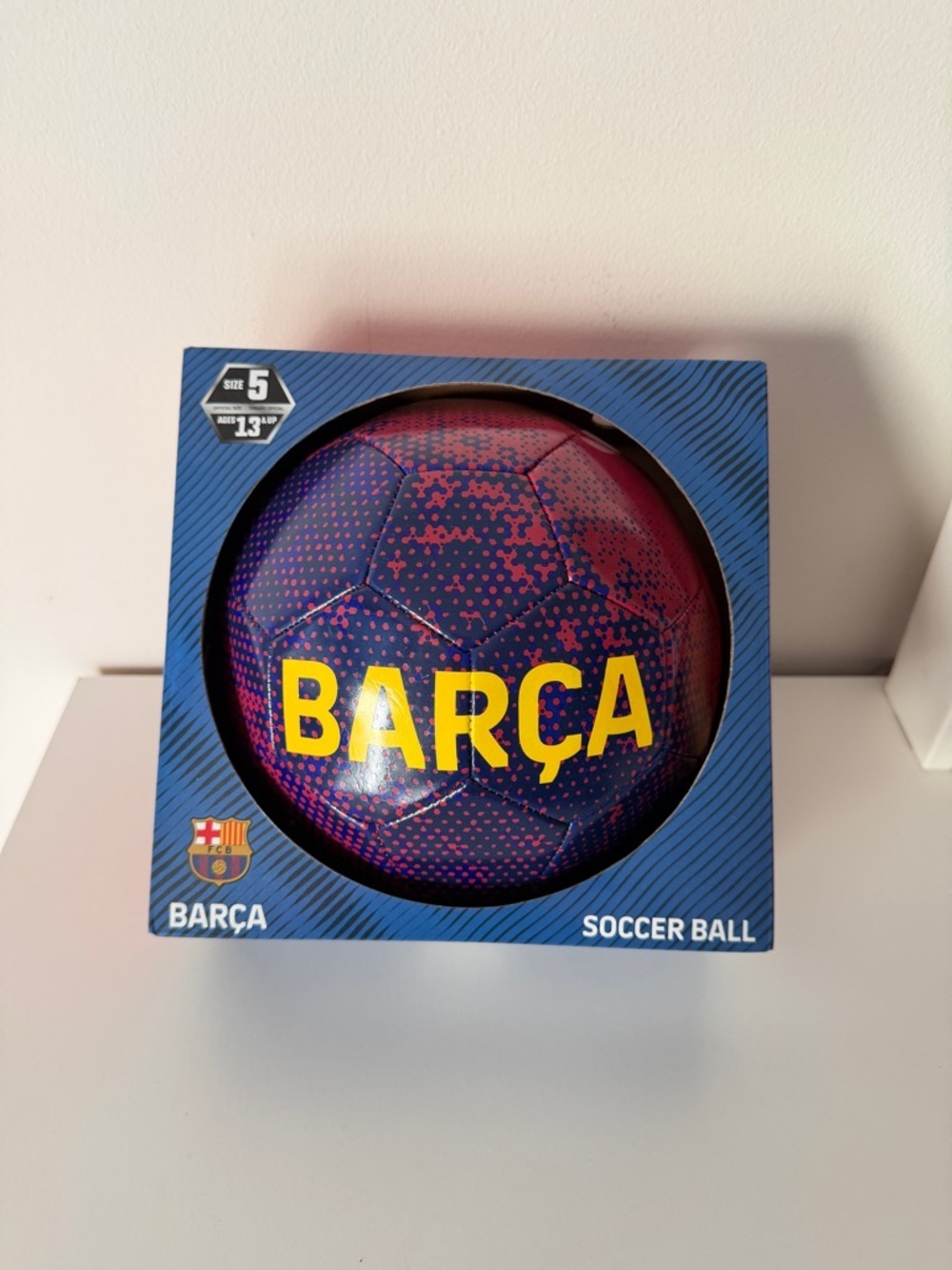 FC Barcelona FCB Logo Soccer Ball in Navy & Pink - Picture 4 of 4
